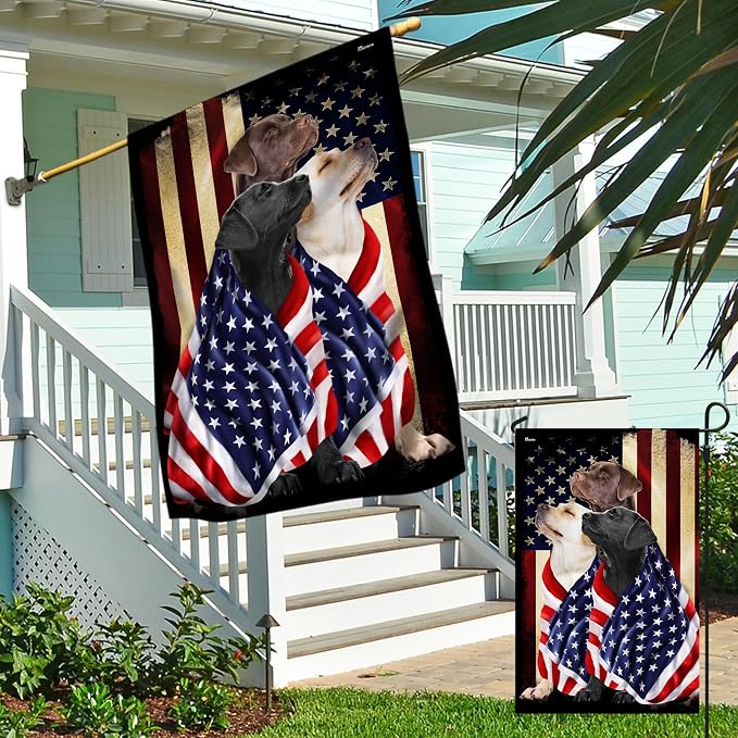 FLAGWIX 4th of July Decorations American Dog Garden Flag - Garden American Flags for Outside 11.5" x 17.5" - Dog Gifts for Men Women, Labrador Retriever Gifts for Outside Decorations for Yard