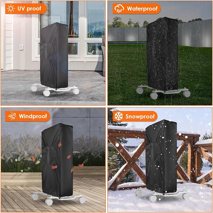 Portable Heater Cover for Eueiriup 15.83" Electric Wall Heater, Waterproof Baseboard Heaters Covers for Indoor Outdoor Use -16"L x 4"W x 22"H, Black