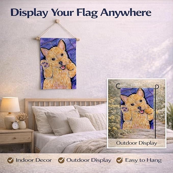 Caroline's Treasures SS8911GF Norwich Terrier Garden Flag Mailbox Flag Decorative Yard Flag Banner Outside Patio Artwork Yard Flower Beds, Garden Size, Multicolor