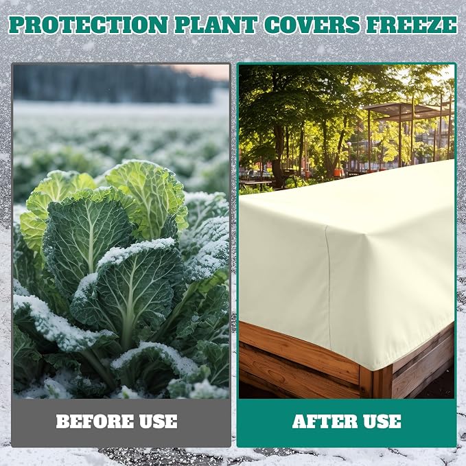 4 Pcs Plant Covers Freeze Protection 52×28.3×19.7 Inch Rectangular Plant Box Cover with Drawstring Large Tree Covers Frost Protection Blankets for Outdoor Garden Raised Beds(Yellow)
