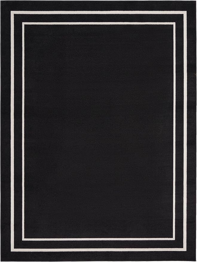 Nourison Home Nourison Essentials Black Ivory 7' x 10' Area Rug - Easy Clean, Non Shedding, Bed Room, Living Room, Dining Room, Kitchen (7' x 10')