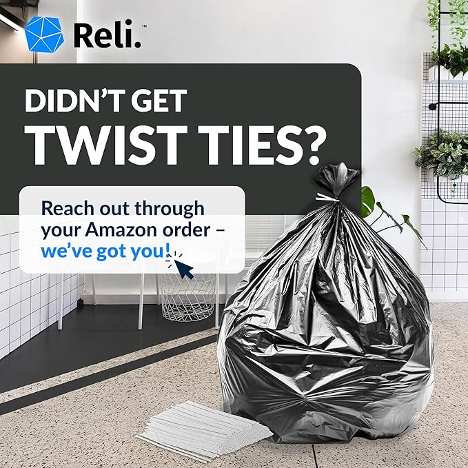 Reli. 30 to 33 Gallon Trash Bags Heavy Duty | 250 Trash Bags with Ties | Super Sizeable, Black, Serious Garbage Cleanup