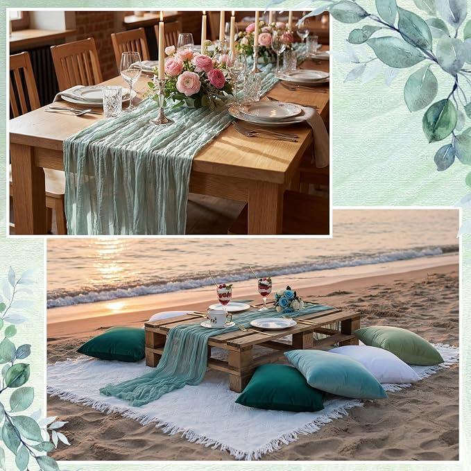 Moukeren 10 Pcs 71''x102'' Extra Large White Outdoor Boho Picnic Blanket with Table Runner and 8 Throw Pillow Covers Oversized Washable Portable Beach Blanket for Picnic Camp Lawn Wedding