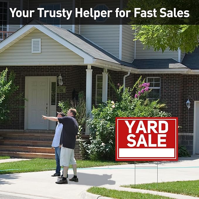 6 Pcs Yard Sale Signs with Stakes, 2-Pack Extra-Large Yard Sale Signs 24" x 16" and 4-Pack Arrow Sale Signs 17" x 6", Double-Sided Waterproof Yard Signs for Yard Sale Kit and Supplies