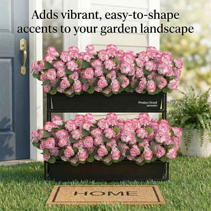 12 Pcs Artificial Geranium Flowers for Outdoor, UV Resistant Geraniums Artificial Flowers Realistic Faux Flowers Outdoor for Planters Outside Porch Garden Decor (15.3", Pink)