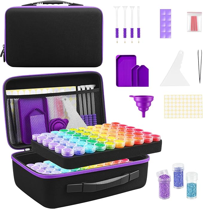 ZORETCO Diamond Art Storage - 120 Containers Diamond Art Kits for Adults | Diamond Painting Storage Case with Tools, Diamond Art Supplies Storage for Diamond Painting Accessories, Bead, Gem, Crafts