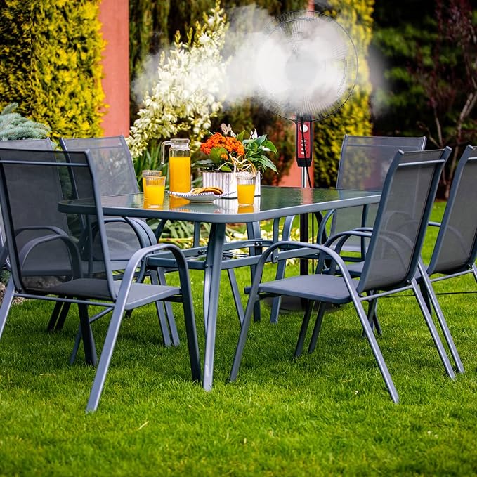 Mussozy Fan Misting Kit for Outdoor Cooling 26.3 FT Misting Hose 8 Brass Misting Nozzles Outdoor Fan Misting Cooling System Water Misting Fan for Outdoor Patio Garden Backyard Greenhouse Breeze