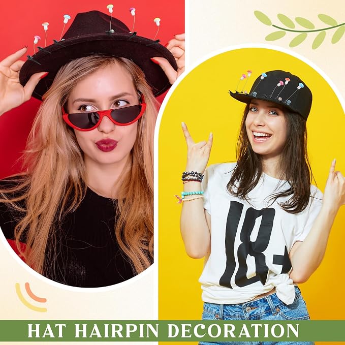 Tigeen 100 Pcs Glow Rave Trinkets Festival Duck Hair Clip with Bean Sprout Mushroom Sprout Hairpins Holiday Funny Plant Flower Hair Accessories for Women Music Festival
