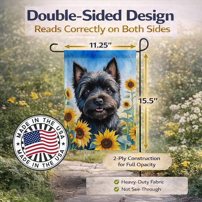 Caroline's Treasures DAC6043GF Cairn Terrier in Sunflowers Garden Flag Mailbox Flag Decorative Yard Flag Banner Outside Patio Artwork Yard Flower Beds, Garden Size, Multicolor