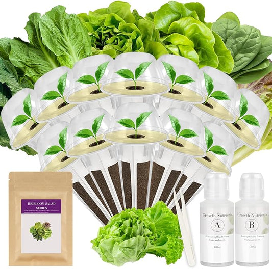 Salad Greens Seed Pod Kit for AeroGarden, idoo with Red and Green Leaf, Romaine and American Fast/Buttercrunch/Paris Island Lettuce, Spinach - Hydroponics Supplies for Most Brand (12-pod)