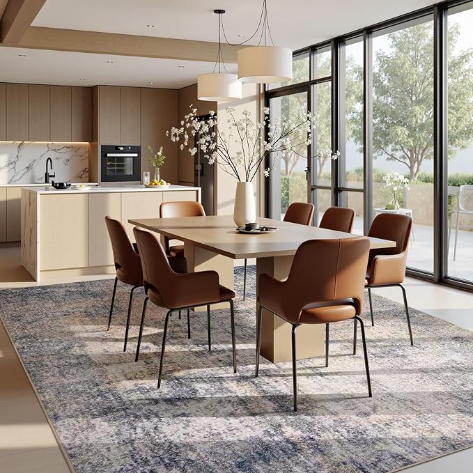 Joydeco 8x10 Area Rugs for Living Room, Non Slip Modern Abstract Machine Washable Rug, Low Pile Stain Resistant Non-Shedding Thin Carpet for Bedroom, Dining Room, Home Office, Pet & Child Friendly
