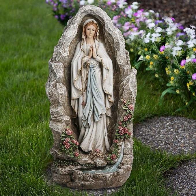 Grace4Joy Our Lady of Lourdes Statue - 18 Inches Virgin Mary Statue Catholic Garden Decor, Our Lady of Lourdes Grotto Sculpture for Home Yard Patio Lawn Hallway Decor