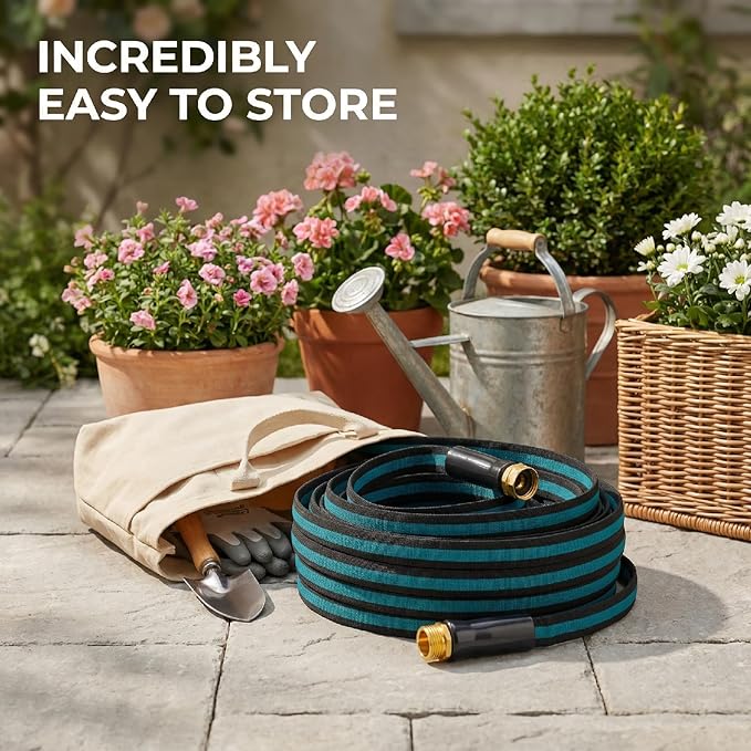 50FT Lightweight Garden Hose – Kink-Resistant, Flexible, High-Pressure Hose for Outdoor Watering, Lawn Care, Garden, and Car Cleaning