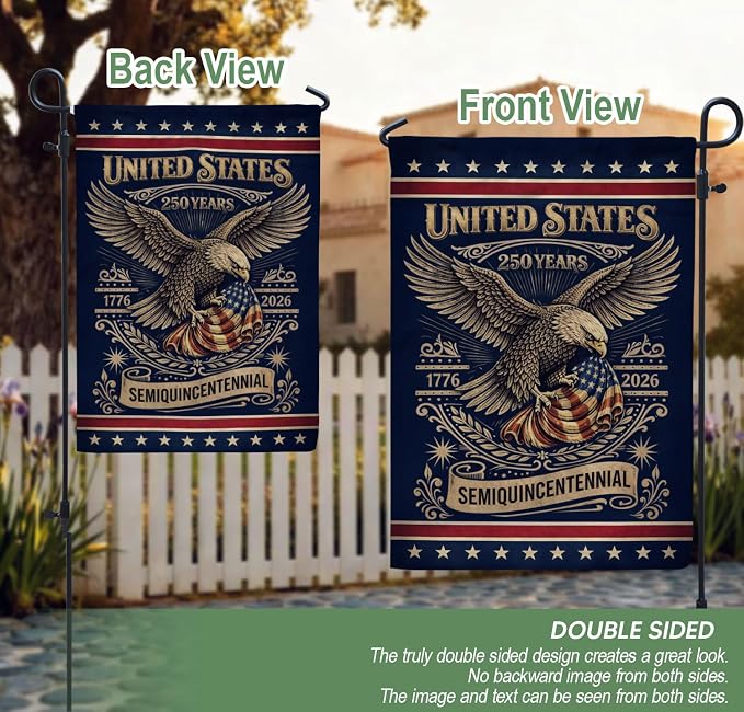 1776-2026 Commemorative, 250 Anniversary Usa Flag, Dualided Design, American 250th Anniversary Patriotic Design, American Flag With Eagle, Garden Flags For Outside 1 (12x18 Inch)