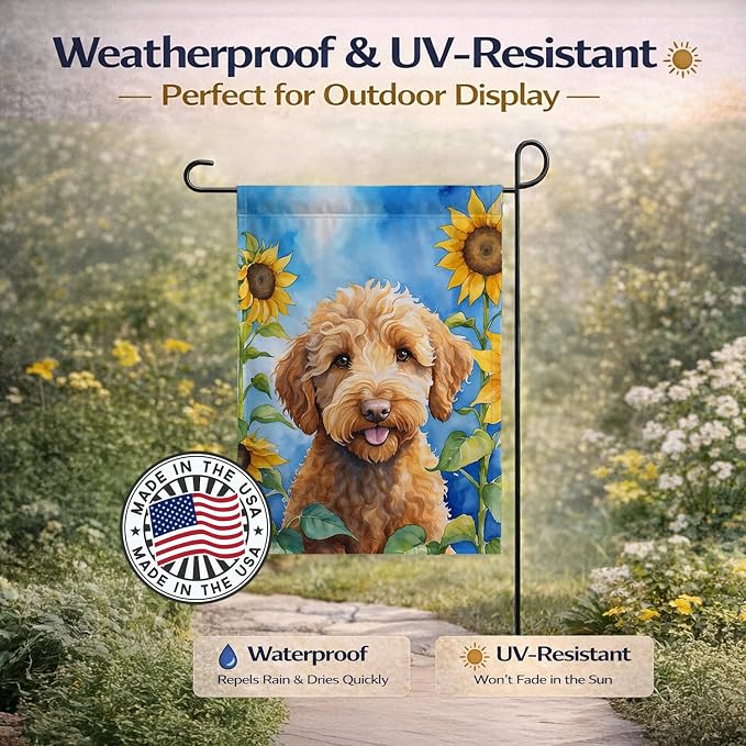 Caroline's Treasures DAC6113GF Labradoodle in Sunflowers Garden Flag Mailbox Flag Decorative Yard Flag Banner Outside Patio Artwork Yard Flower Beds, Garden Size, Multicolor