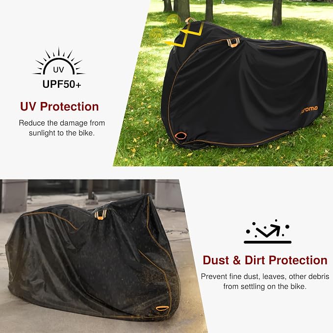 Puroma Bike Cover for 1/2/3 Bikes, 210D Waterproof Outdoor Storage Bicycle Covers Rain Sun UV Dust Wind Proof with Lock Hole for Mountain Road Electric Bike