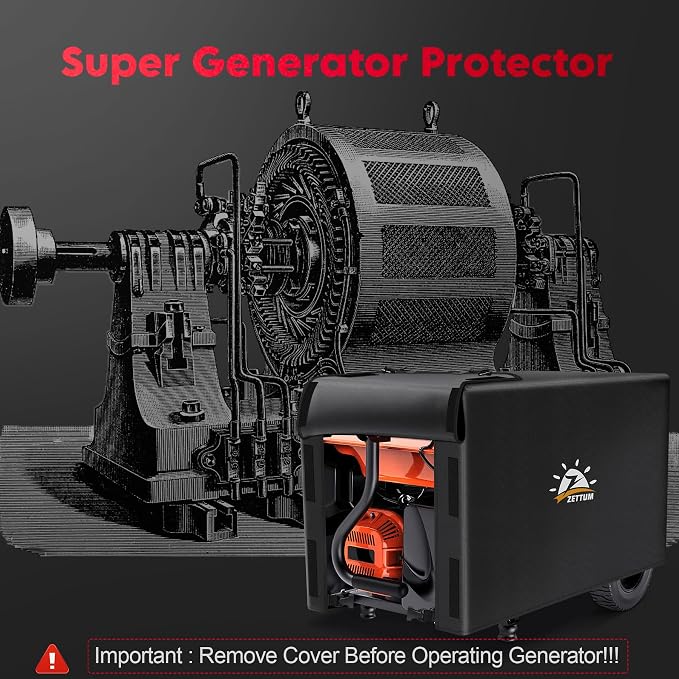 Zettum Generator Cover 32 Inch - 600D Outdoor Generator Covers Heavy Duty Waterproof, Small Outside Equipment Cover for DuroMax, Westinghouse, Champion, Predator, Honda Portable Generator 5000-10000W