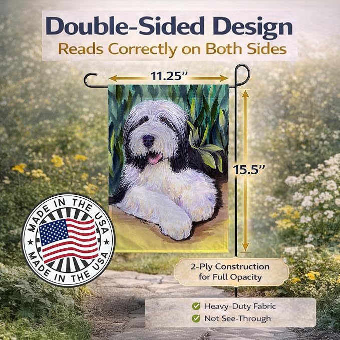 Caroline's Treasures SS1038GF Bearded Collie Garden Flag Mailbox Flag Decorative Yard Flag Banner Outside Patio Artwork Yard Flower Beds, Garden Size, Multicolor