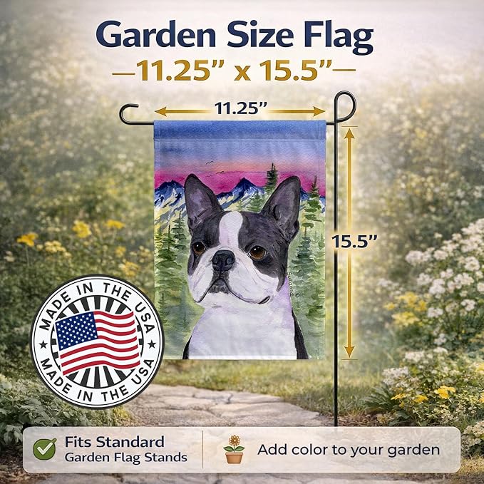 Caroline's Treasures SS8339GF Boston Terrier Garden Flag Mailbox Flag Decorative Yard Flag Banner Outside Patio Artwork Yard Flower Beds, Garden Size, Multicolor