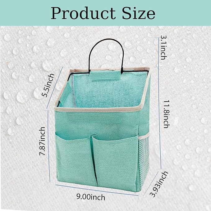 2pcs Wall Hanging Storage Bag,Wall Hanging Organizer Bags with Pockets, Wall Organizer Storage for Dormitory Bathroom Bedroom Kitchen(Green), 0229-xmbsometeth