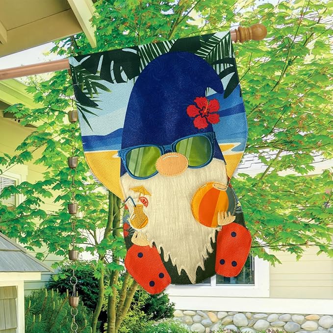 Briarwood Lane Summertime Gnome Burlap House Flag