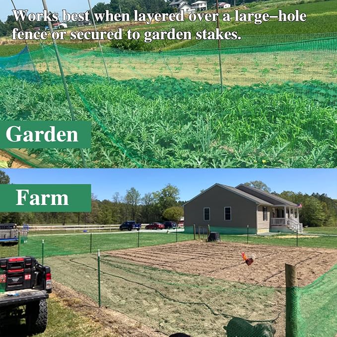 Garden Fence Temporary Fence, 4'x30' with 50 Zip Ties, Plastic Fencing Safety Fence Snow Fence, Construction Fencing for Yard, Deer, Pet, Rabbits, Chicken, Dogs, Animal Barrier, Green