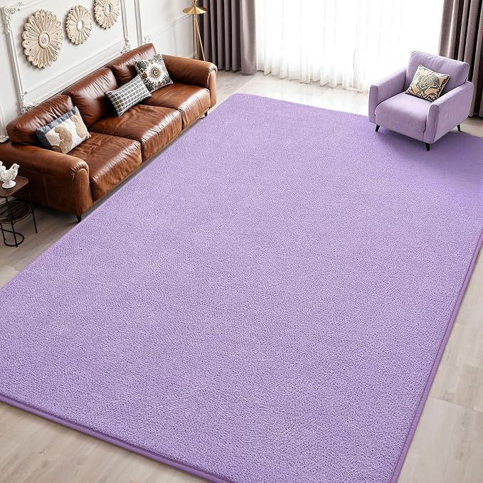 Keeko 5x7 Area Rugs for Living Room,Soft Washable Memory Foam Bedroom Rug | Indoor Throw Rug Low Pile Minimalist Non Slip Carpet for Kids Nursery Classroom Dorm Room Home Decor Purple