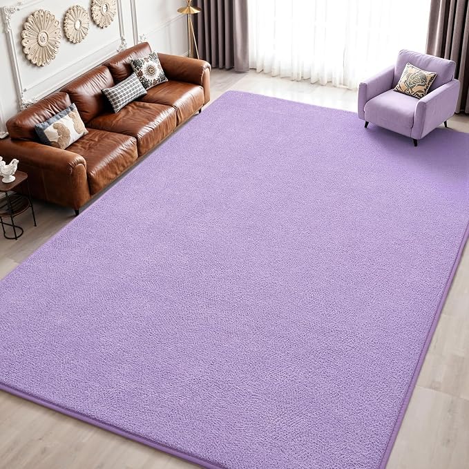 Keeko 4x6 Area Rugs for Living Room,Soft Washable Memory Foam Bedroom Rug | Indoor Throw Rug Low Pile Minimalist Non Slip Carpet for Kids Nursery Classroom Dorm Room Home Decor Purple