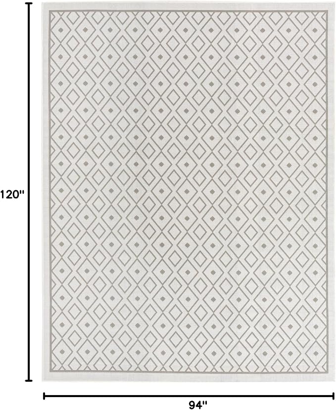 Unique Loom Outdoor Trellis Collection Area Rug - Kafes (7' 10" x 10' Rectangle, Ivory/ Gray)