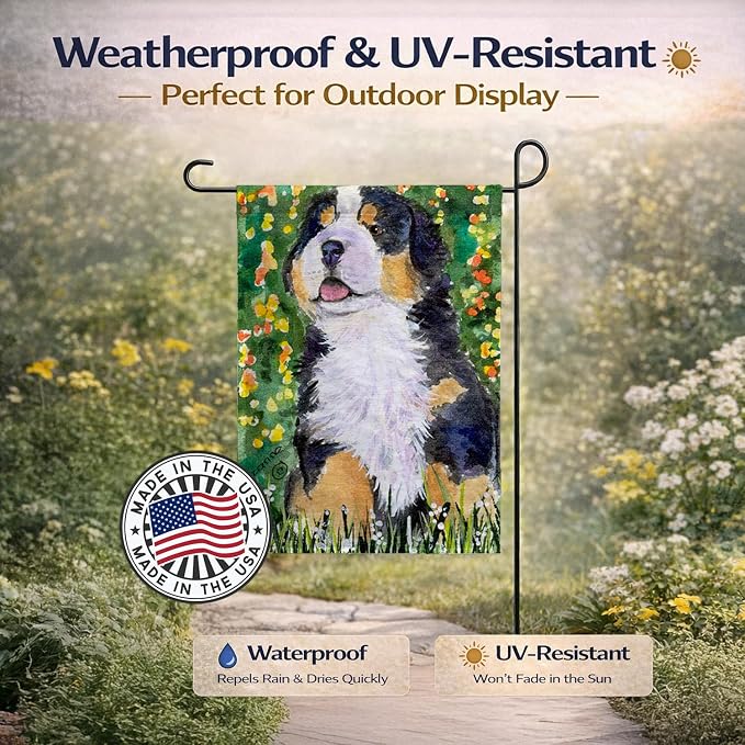 Caroline's Treasures SS8955GF Bernese Mountain Dog Garden Flag Mailbox Flag Decorative Yard Flag Banner Outside Patio Artwork Yard Flower Beds, Garden Size, Multicolor