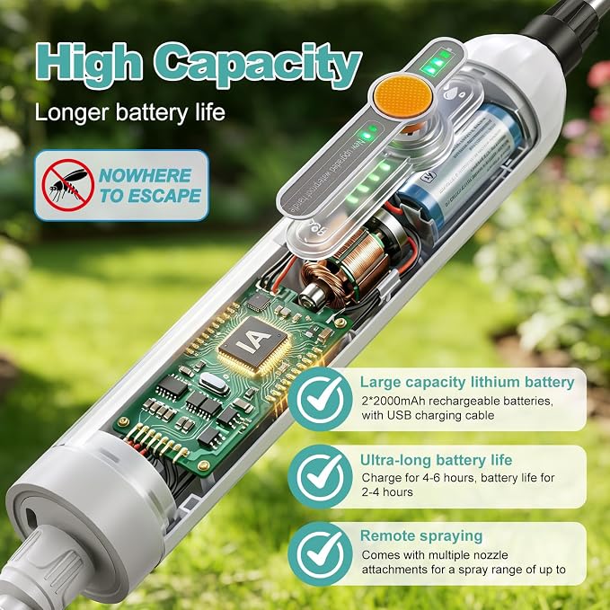 Tarden 3.5 Gallon Battery Powered Backpack Sprayer - Electric Garden Sprayer with USB Rechargeable Handle, Telescopic Wand & 5 Nozzles for Lawn Care 12L