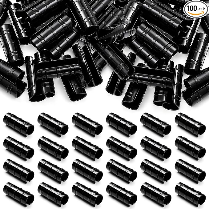 100 Pcs 3/4 Inch Greenhouse Clips, 19mm Black Plastic Clamp Garden Buildings Frame Snap PVC Pipe Tube Clips for Greenhouse Films Sunshade Nets Row Covers Shelters Fixing, Farming, Gardening