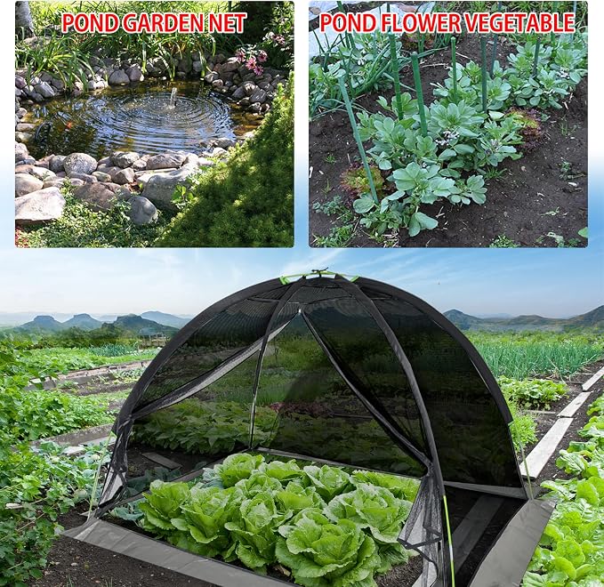 Pond Cover Dome: Protective Netting Tent for Outdoor Fish Koi Ponds Garden Leaves Vegetable Plant Care Use 9X12 FT