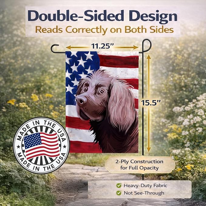 Caroline's Treasures CK6533GF German Longhaired Pointer American Flag Garden Flag Mailbox Flag Decorative Yard Flag Banner Outside Patio Artwork Yard Flower Beds, Garden Size, Multicolor