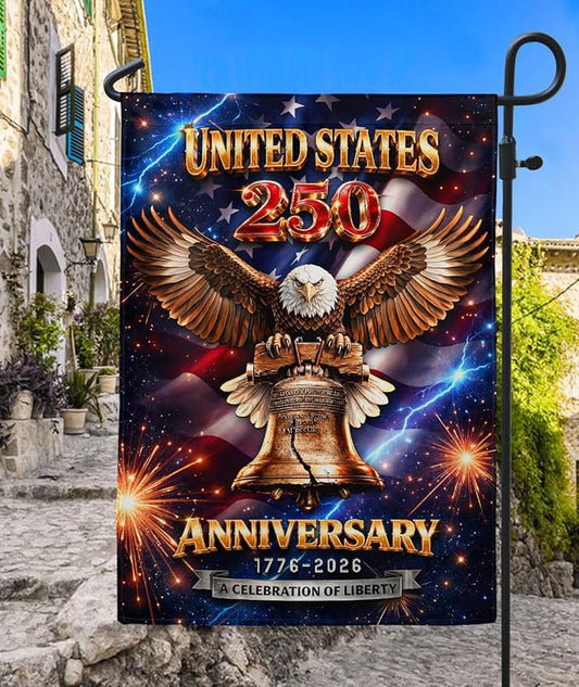 American Flag With Eagle, 250th Anniversary Patriotic Design, 250 Anniversary Usa Flag, Garden Flags For Outside, 1776-2026 Commemorative, Front And Back Print 3 (12x18 Inch)