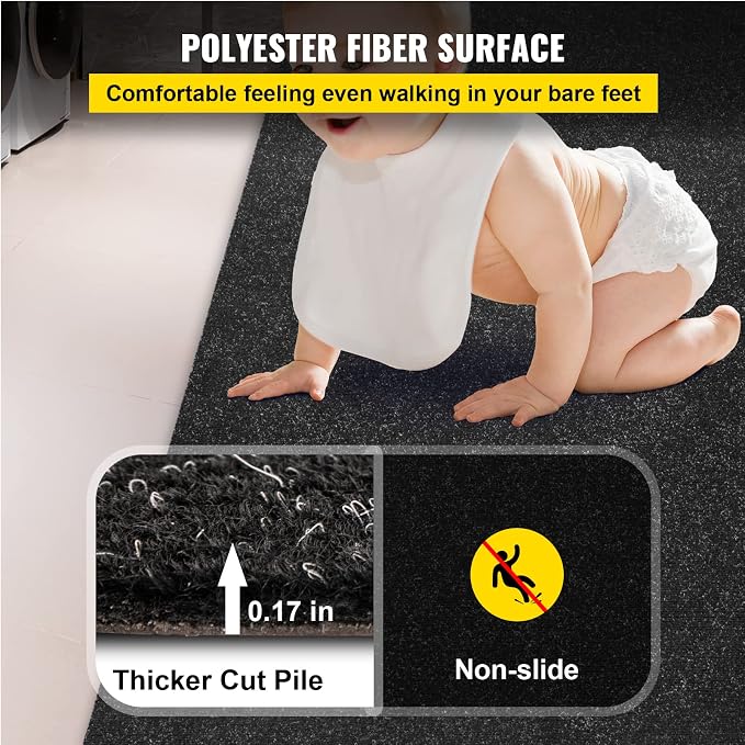 Happybuy 6 ft x 13 ft Black Marine Carpet for Boats Waterproof - 0.18" Thick Indoor Outdoor Rug Carpet Roll for Home Patio Porch Deck