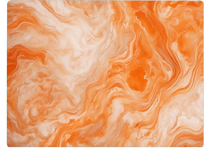Orange White Marble Kitchen Glass Cutting Board Ocean Decorative Gift Marbled Granite Stone Rock Gift For Her Mom Wife (Orange Marble)