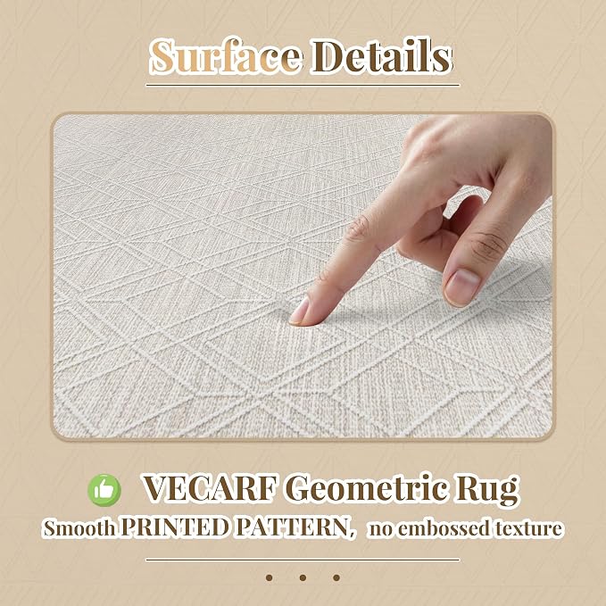 8x10 Area Rugs Washable Rug: Geometric Moroccan Farmhouse Rugs Large Living Room Rug Modern Neutral Soft Non-Slip Printed Pattern Carpet for Bedroom Dining Room Nursery Office (Beige Grey, 8'x10')
