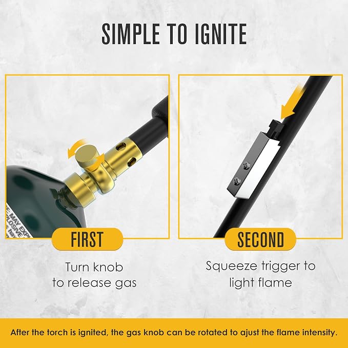 Houseables Weed Torch, Weed Burner Torch for Propane Tank, Propane Flame Thrower, Flamethrower, Blowtorch, for Weeder, Garden, Fire Starter, Outside, Grass, Lawns, Burning, Snow, Cane, Self Igniting