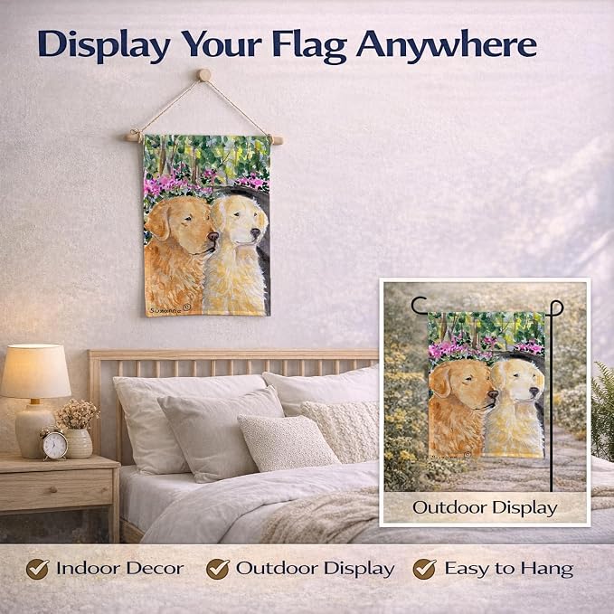 Caroline's Treasures SS8974GF Golden Retriever Garden Flag Mailbox Flag Decorative Yard Flag Banner Outside Patio Artwork Yard Flower Beds, Garden Size, Multicolor