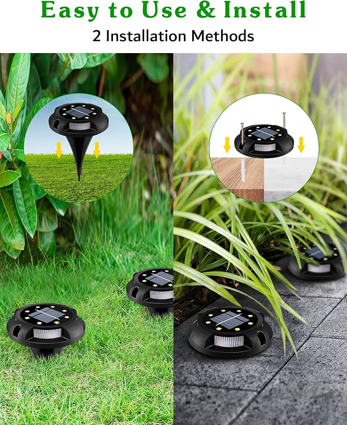 Biling Solar Pathway Lights Outdoor Uplight Sidelight, 8 Packs Multi Color Solar Ground Lights Waterproof for Yard Walkway Garden Halloween Decorations