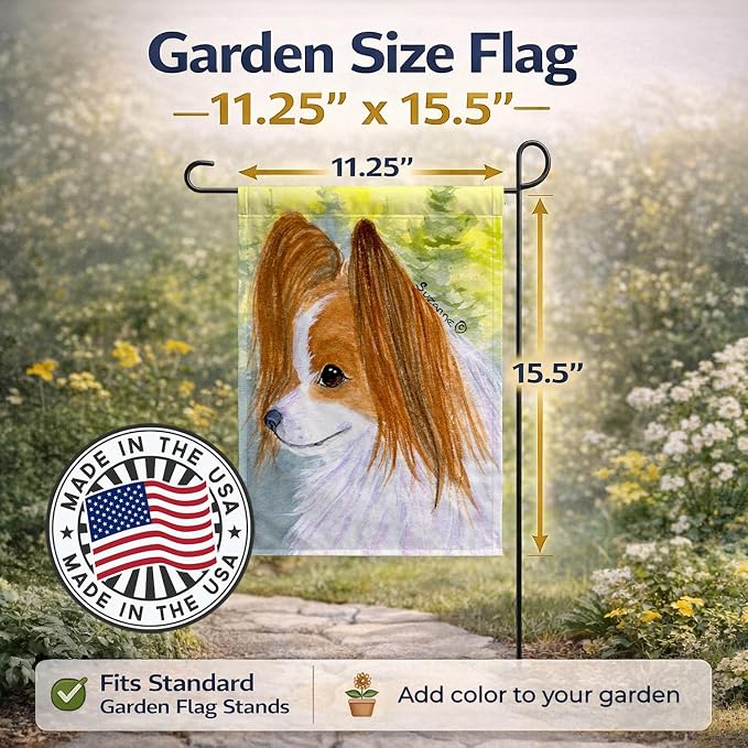 Caroline's Treasures SS1025GF Papillon Garden Flag Mailbox Flag Decorative Yard Flag Banner Outside Patio Artwork Yard Flower Beds, Garden Size, Multicolor