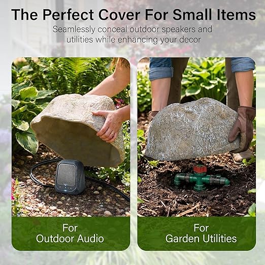 NUPICK Small Fake Rock Cover, Gray Artificial Landscape Rocks for Sprinkler Valves, 13"x10"x5" Lightweight & Durable Outdoor Decorative Stones for Garden, Pipeline, Patio, Poolside & Porch