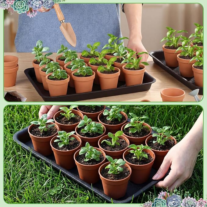 Gejoy 20 Pack 13 Inch Rectangular Plastic Plant Saucers Tray Bulk Heavy Plastic Plant Drip Tray Flower Pot Trays for Indoor Outdoor Anti-Slip Saucer for Garden Potted Water Drips and Soil