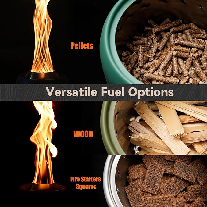 Tabletop Fire Pit Burning Woods/Pellets, Portable Small Fireplace with Storage Bag for Camping Tailgating RV Patio Backyard, Smokeless Camping Stove 9.5", FP055 Silver