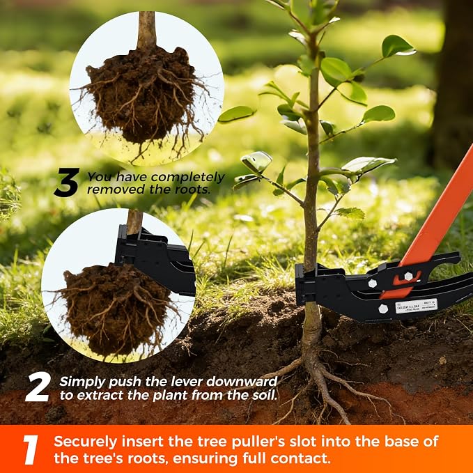 Heavy-Duty Sapling Puller Tool, High-Leverage Tree Puller for 1/4" to 2" Roots, Manual Root Remover for Shrubs, Vines and Thorns, Effort-Saving Weed Puller for Garden, Farm and Landscaping