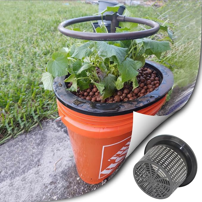 3 & 5 Gallon Bucket Lid Hydroponic Plant Pot, Small/Medium/Large Opening Mesh Net Cups for Indoor Outdoor Hydroponics Growing System - Medium Opening for Most Hydroponic Crops (2 Pack)