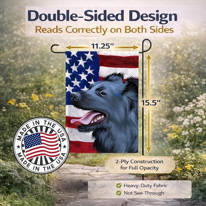 Caroline's Treasures CK6497GF Croatian Sheepdog Dog American Flag Garden Flag Mailbox Flag Decorative Yard Flag Banner Outside Patio Artwork Yard Flower Beds, Garden Size, Multicolor