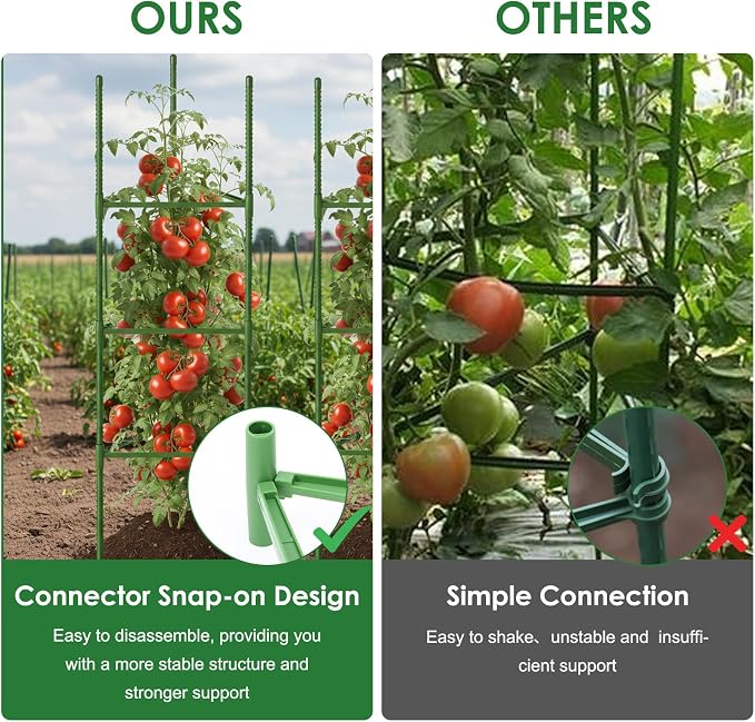 CEWOR Tomato Cage - 3 Pack Tomato Cages for Garden, Up to 51.2" Tall Tomato Trellis Garden Plant Stakes, Adjustable Vegetables Structures for Pots, Raised Garden Bed, Climbing Plants Outdoor