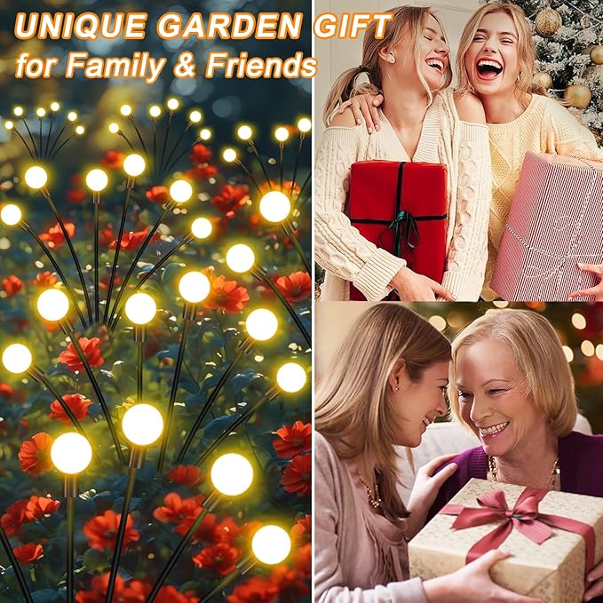 ZFNN Solar Garden Lights Outdoor, 10 Pack 60 LED Solar Firefly Lights, Swaying Waterproof Garden Decor for Yard Patio Pathway Lawn Gardening Gifts